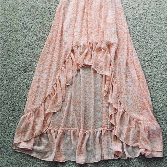 Guess Cottage Core Summer Dress Medium High Low Pink Maxi Dress NWT Flowy Boho - Picture 7 of 8